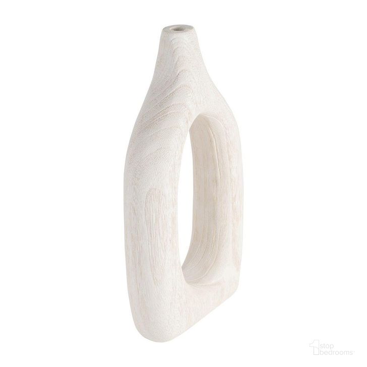 WOOD, 14"H CUT-OUT VASE, WHITE