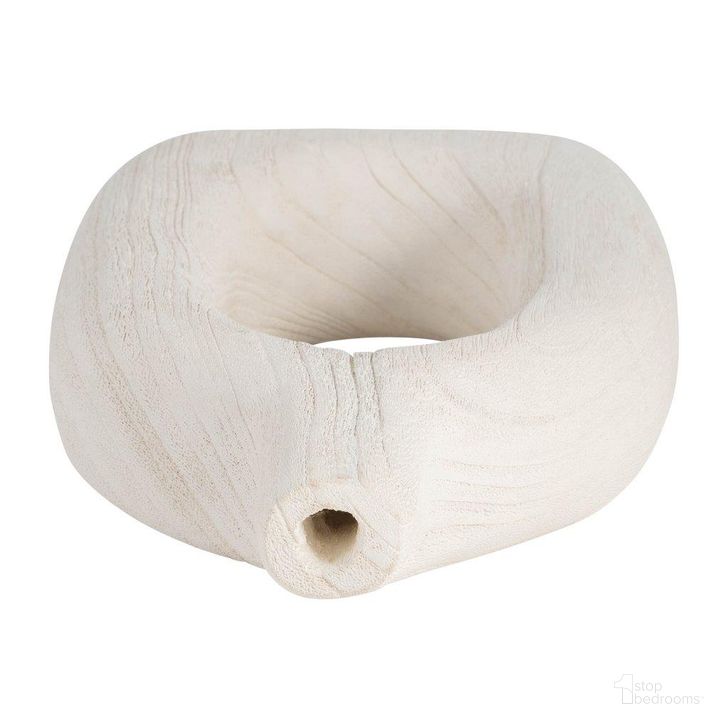 WOOD, 14"H CUT-OUT VASE, WHITE