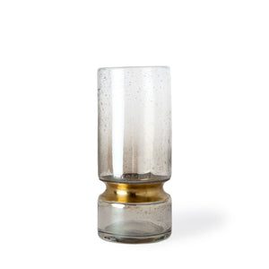 Adriatic I Small Brushed Gold Metal Glass Vase