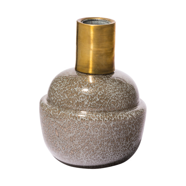 Toba I Short Brown/Gold Spotted Gourd Style Vase