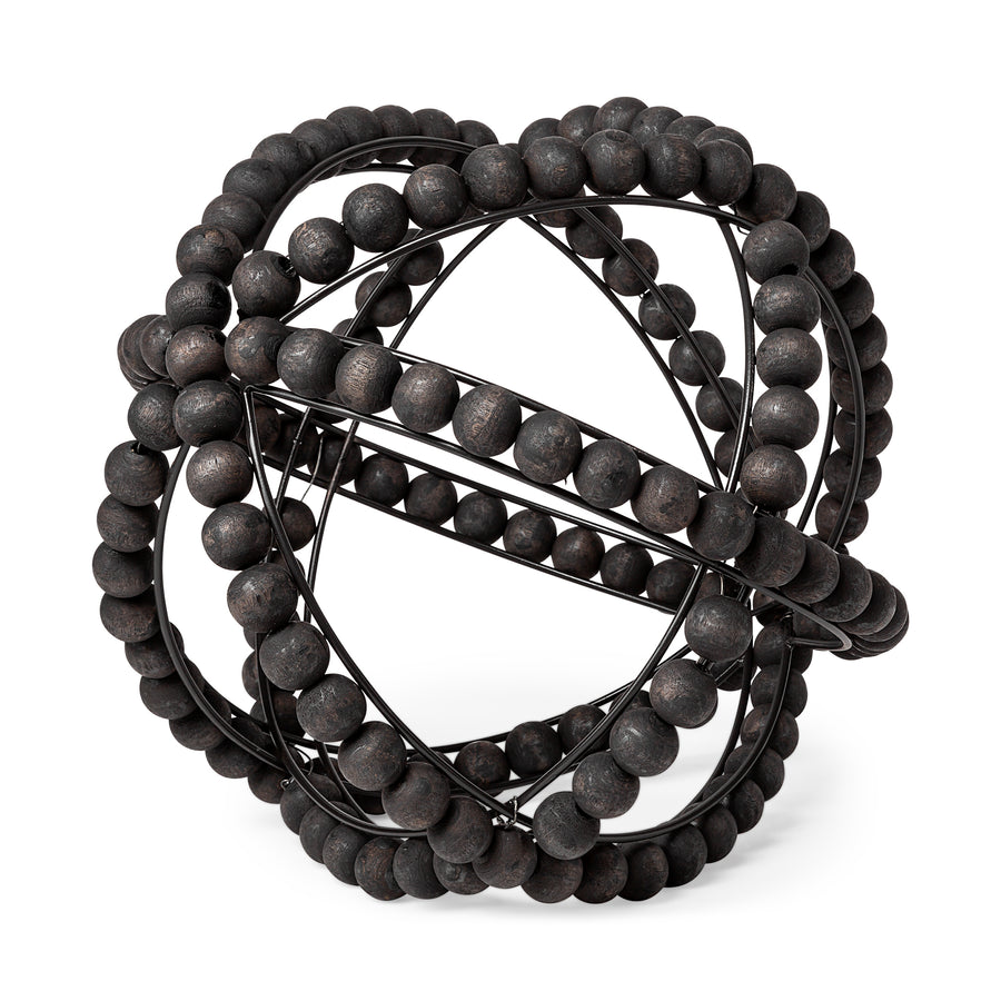 Earnhardt II Large Black Wooden Beaded Orb