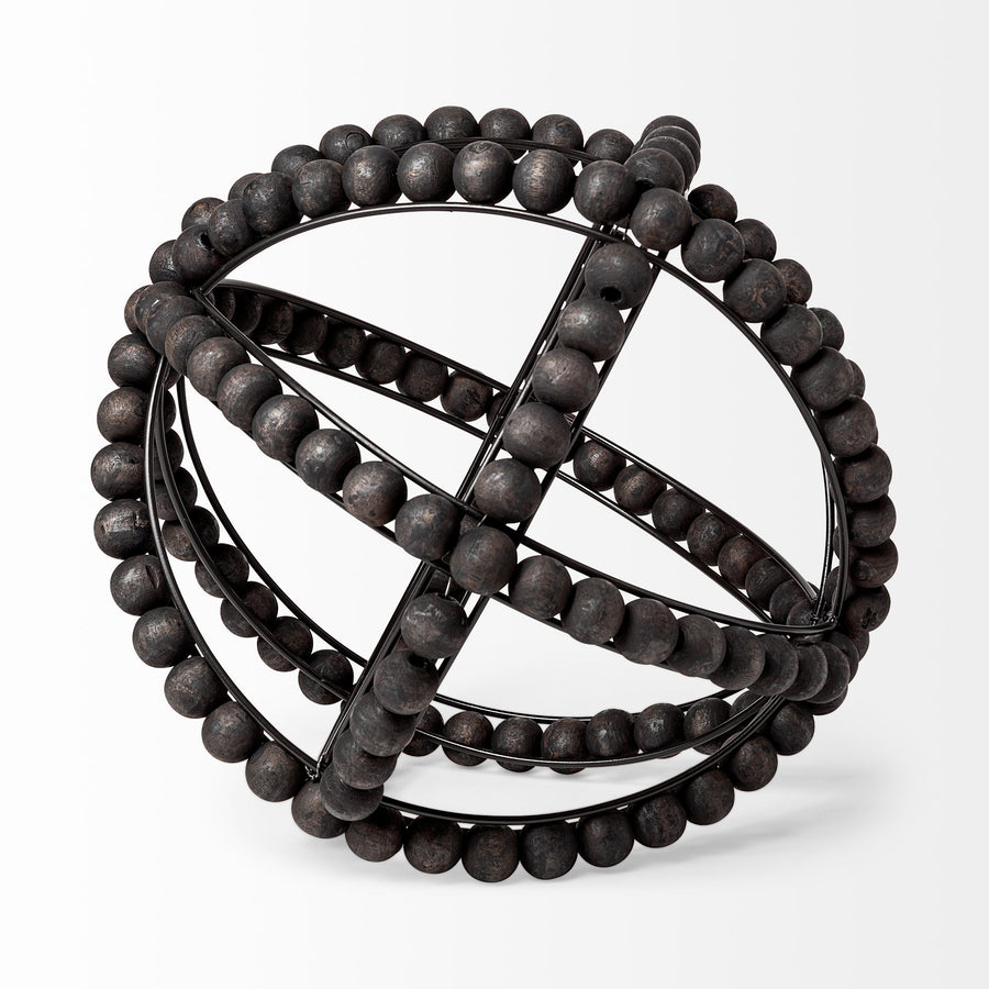 Earnhardt II Large Black Wooden Beaded Orb