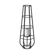 Bella Large Black Metal Cylindrical Cage Candle Holder Lantern