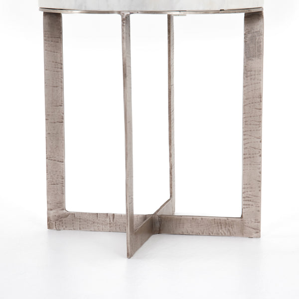LENNIE ROUND ACCENT TABLE -BRUSHED NICKEL