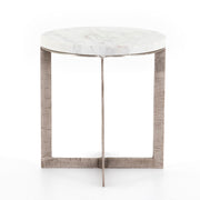 LENNIE ROUND ACCENT TABLE -BRUSHED NICKEL