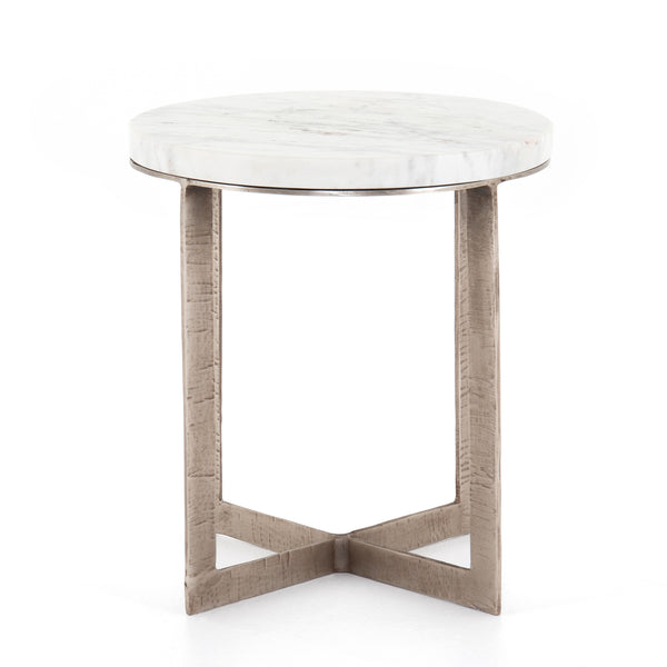 LENNIE ROUND ACCENT TABLE -BRUSHED NICKEL