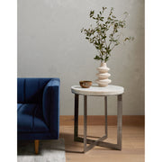 LENNIE ROUND ACCENT TABLE -BRUSHED NICKEL