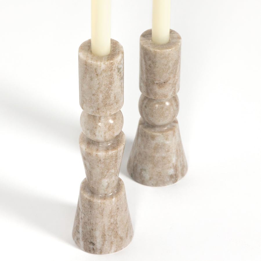 ROSETTE TAPER CANDLESTICKS - SET OF TWO