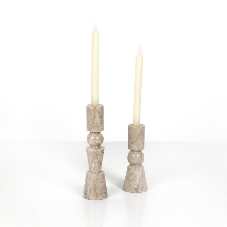 ROSETTE TAPER CANDLESTICKS - SET OF TWO