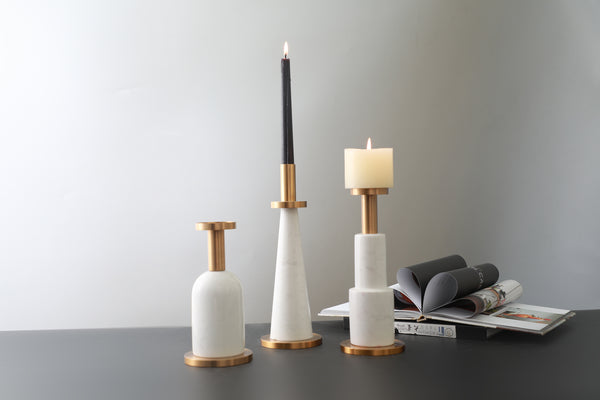 SIMPLE STYLE WHITE CANDLE HOLDER - SET OF 3