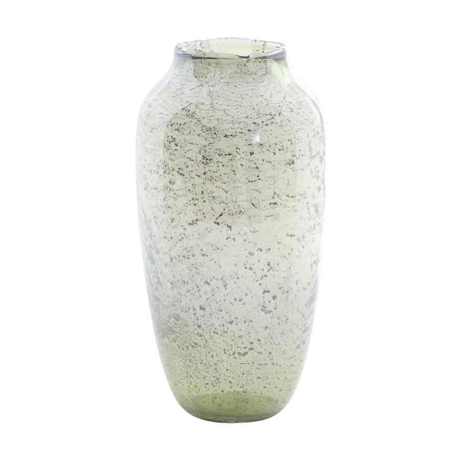 VASE Ø21X40 CM NOAMI GLASS STONE FINISH OLIVE GREEN