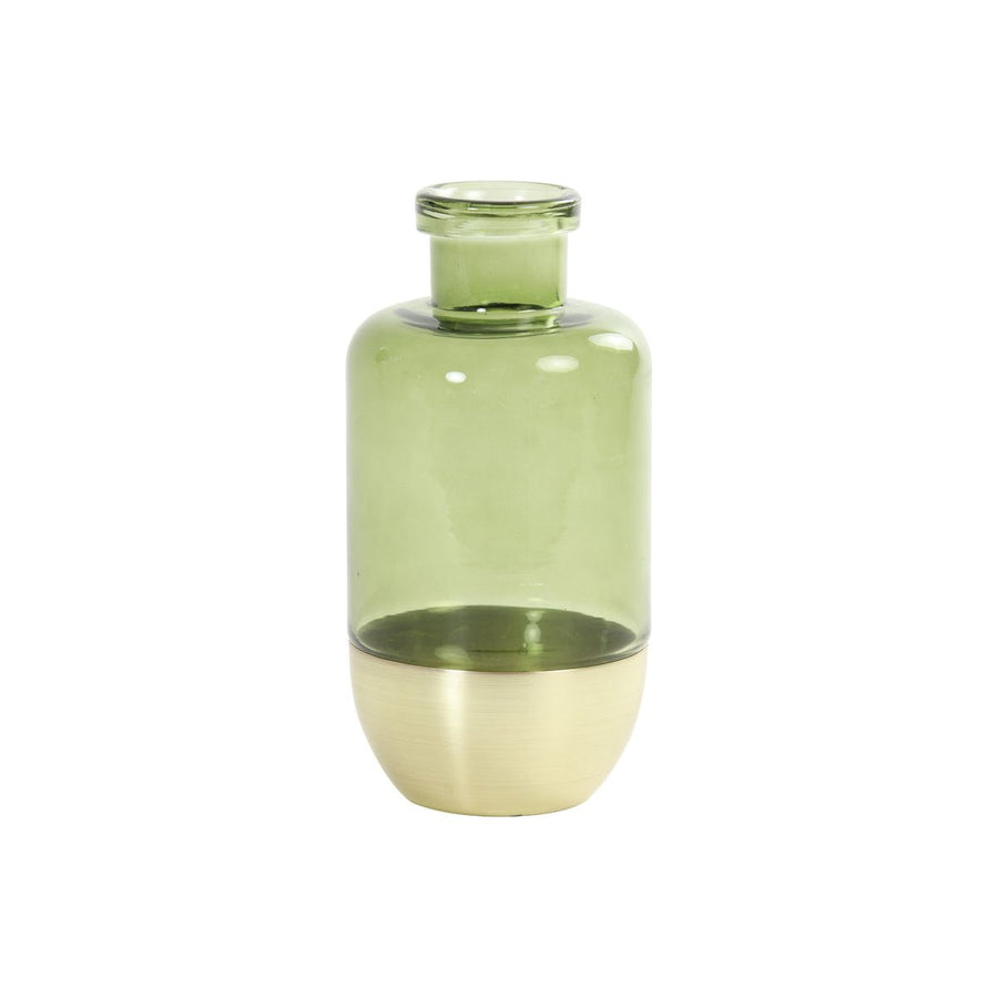 VASE Ø13X25 CM LAILA GLASS MOSS GREEN+GOLD