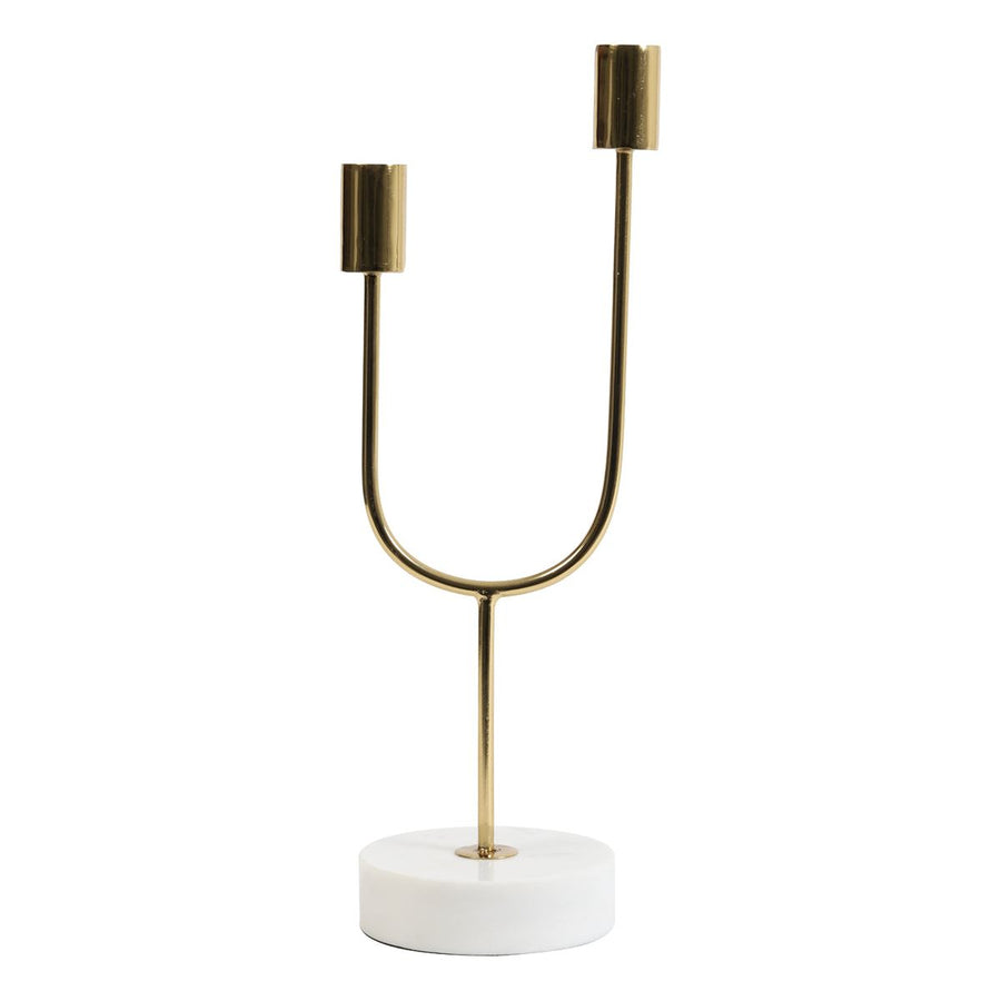 CANDLE HOLDER 12X10X35 CM FLORIKE MARBLE WHITE-GOLD