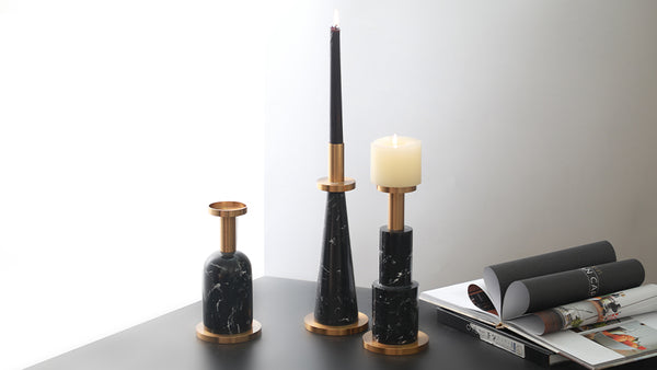SIMPLE STYLE BLACK CANDLE HOLDER - SET OF 3