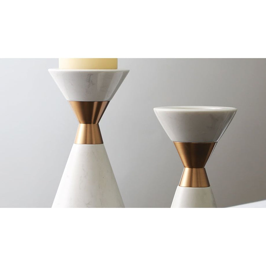 WHITE AND GOLD CANDLE HOLDER - SET OF 2