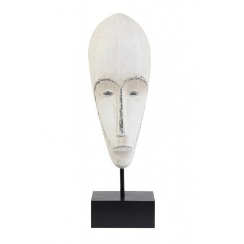 ORNAMENT ON BASE 25X15X83,5 CM MASK WHITE-BLACK